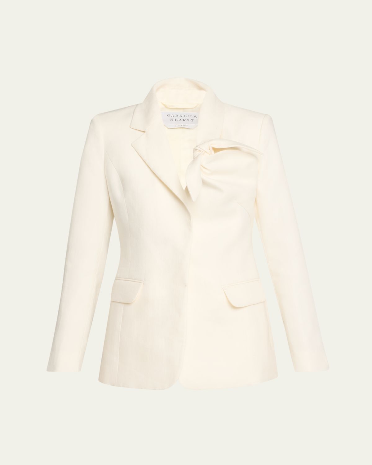 Gabriela Hearst Oslo Knot Single-Breasted Linen Blazer