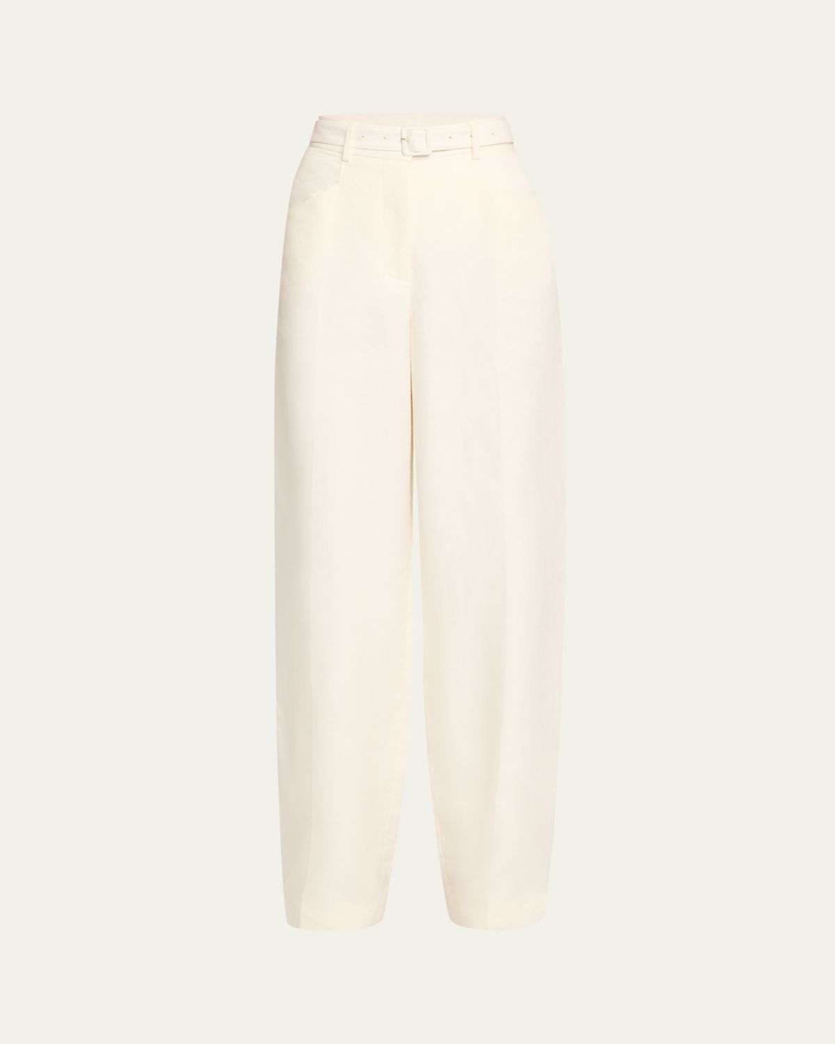 Gabriela Hearst Norman Belted Linen Twill Straight-Leg Pants