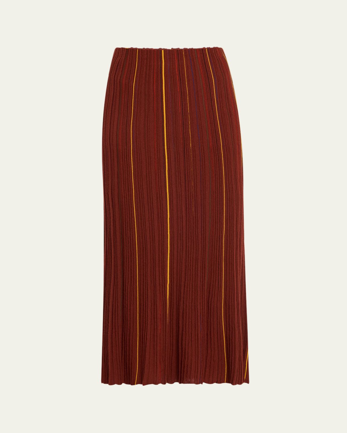 Gabriela Hearst Celeano Stripe Pleated Knit Midi Skirt