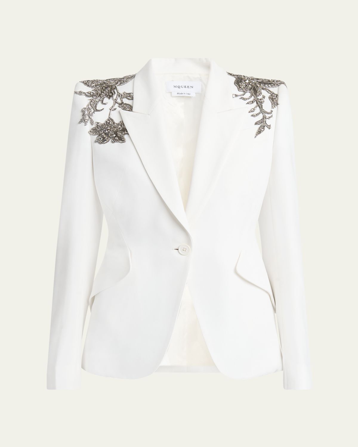 McQueen Crystal Embellished Shoulder Single-Breasted Blazer | Thumbnail 6 McQueen Crystal Embellished Shoulder Single-Breasted Blazer | Thumbnail 6