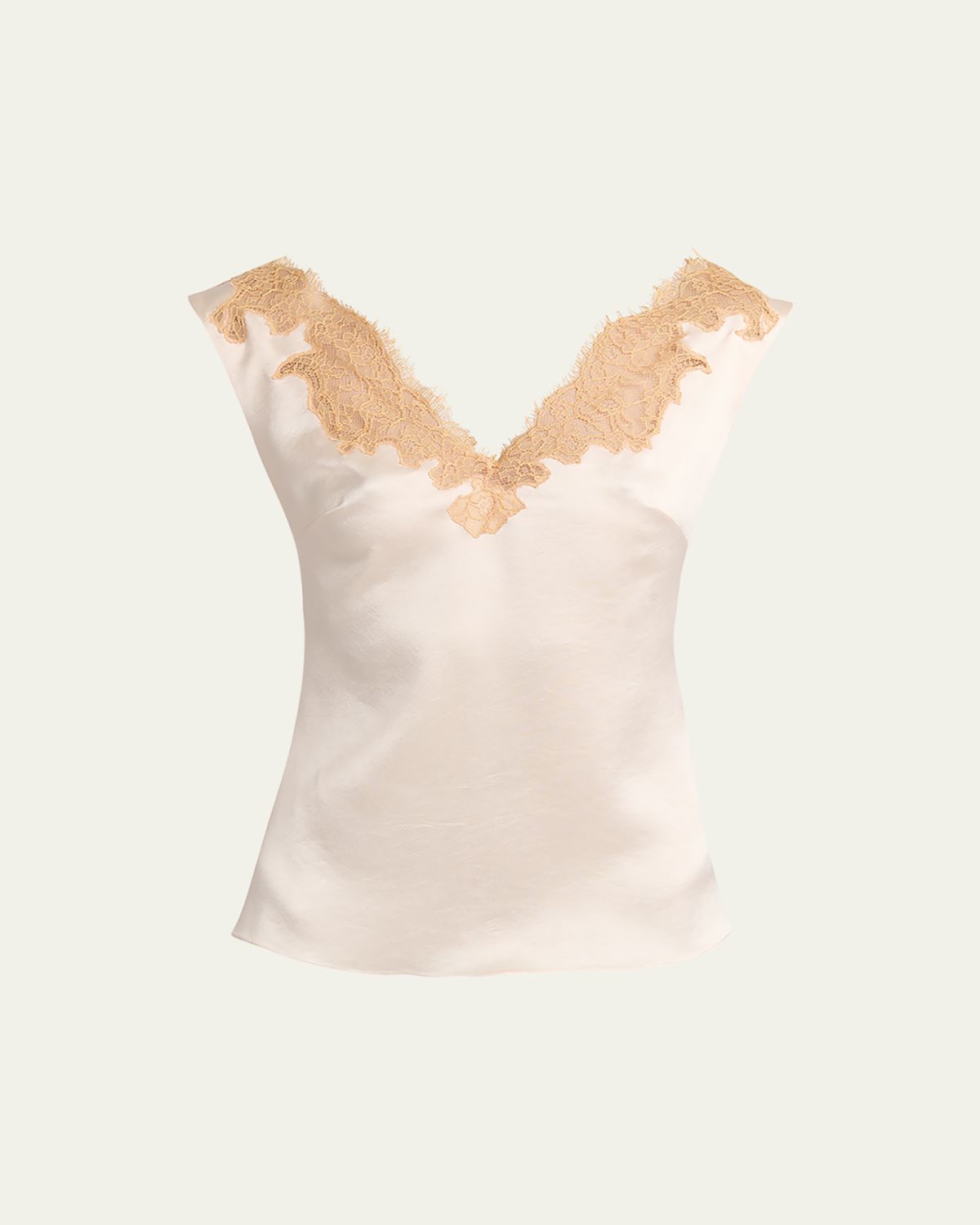 McQueen Lace Inset Satin Sleeveless Top