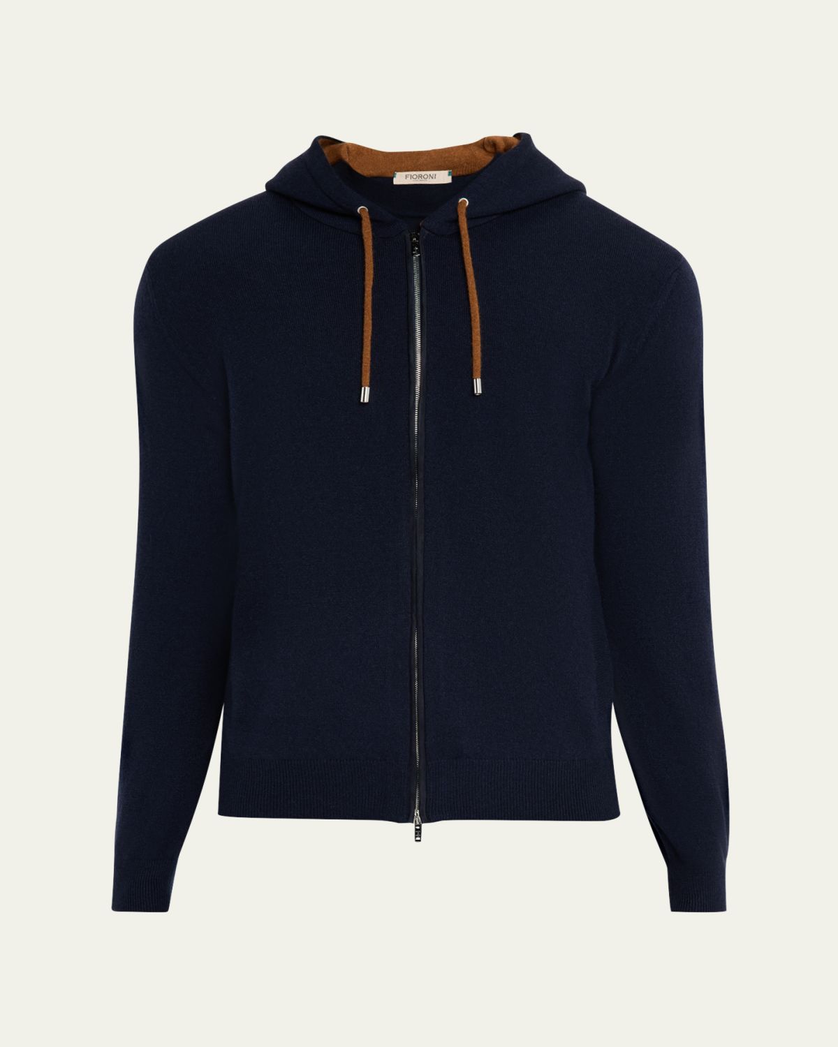 Fioroni Men's Cashmere Contrast-Drawcord Full-Zip Hoodie