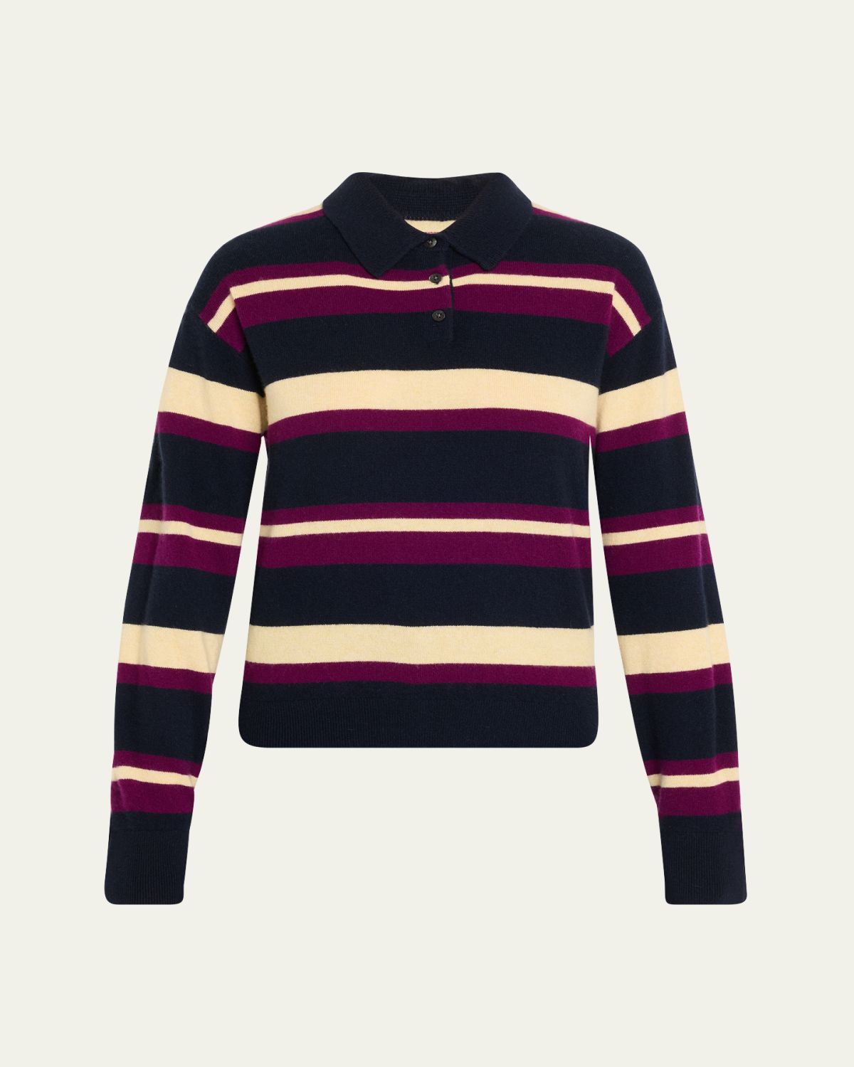 Guest in Residence Collegiate Striped Cashmere Polo