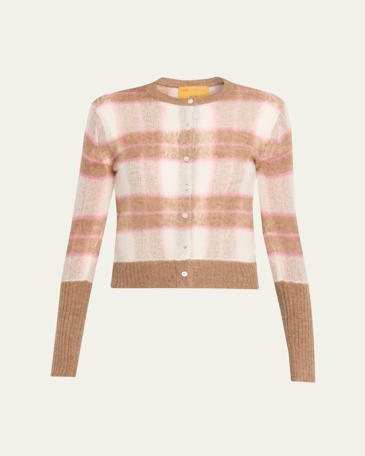 Guest in Residence Shadow Plaid Cashmere Cardigan