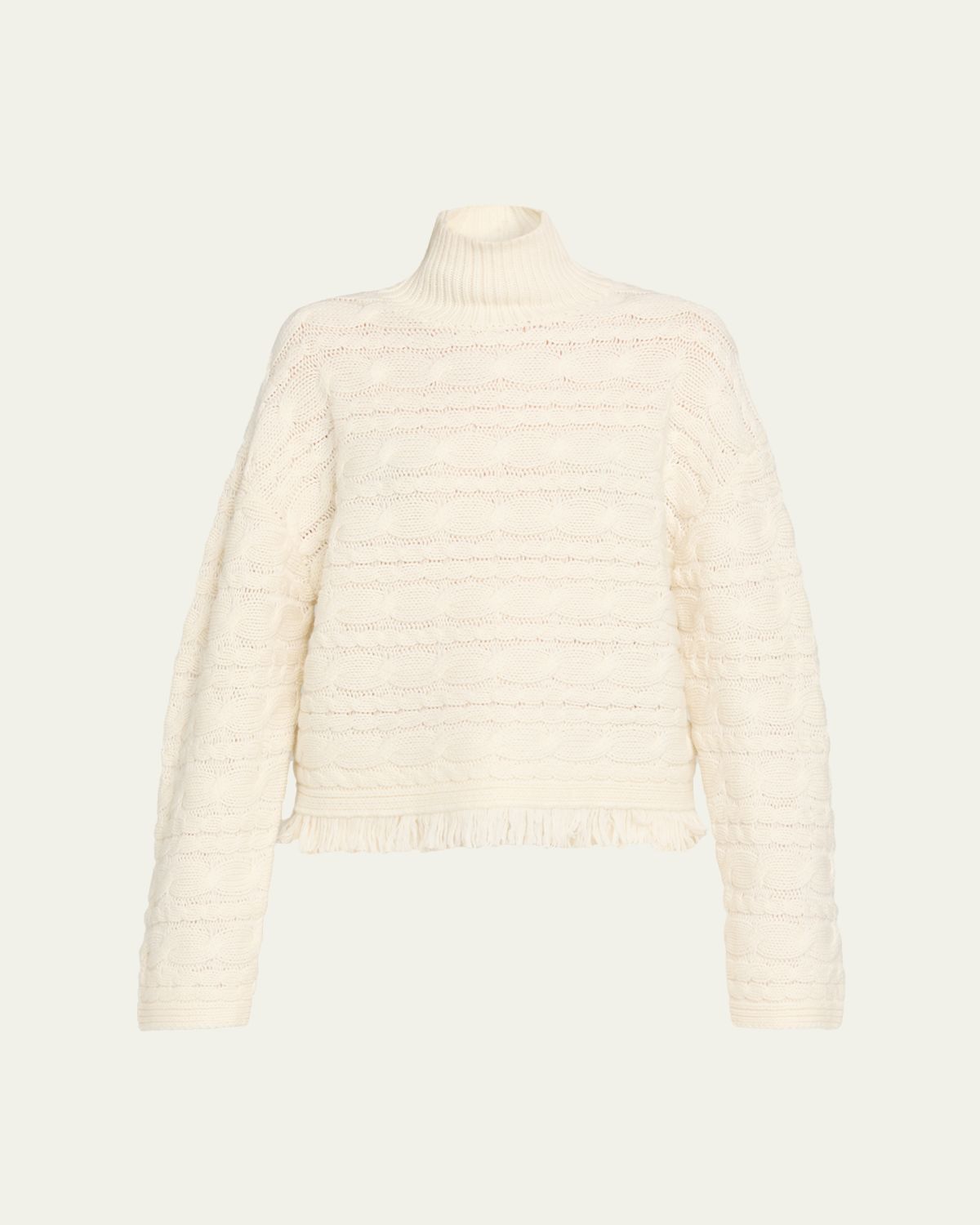 Guest in Residence Cropped Cable Turtleneck Sweater