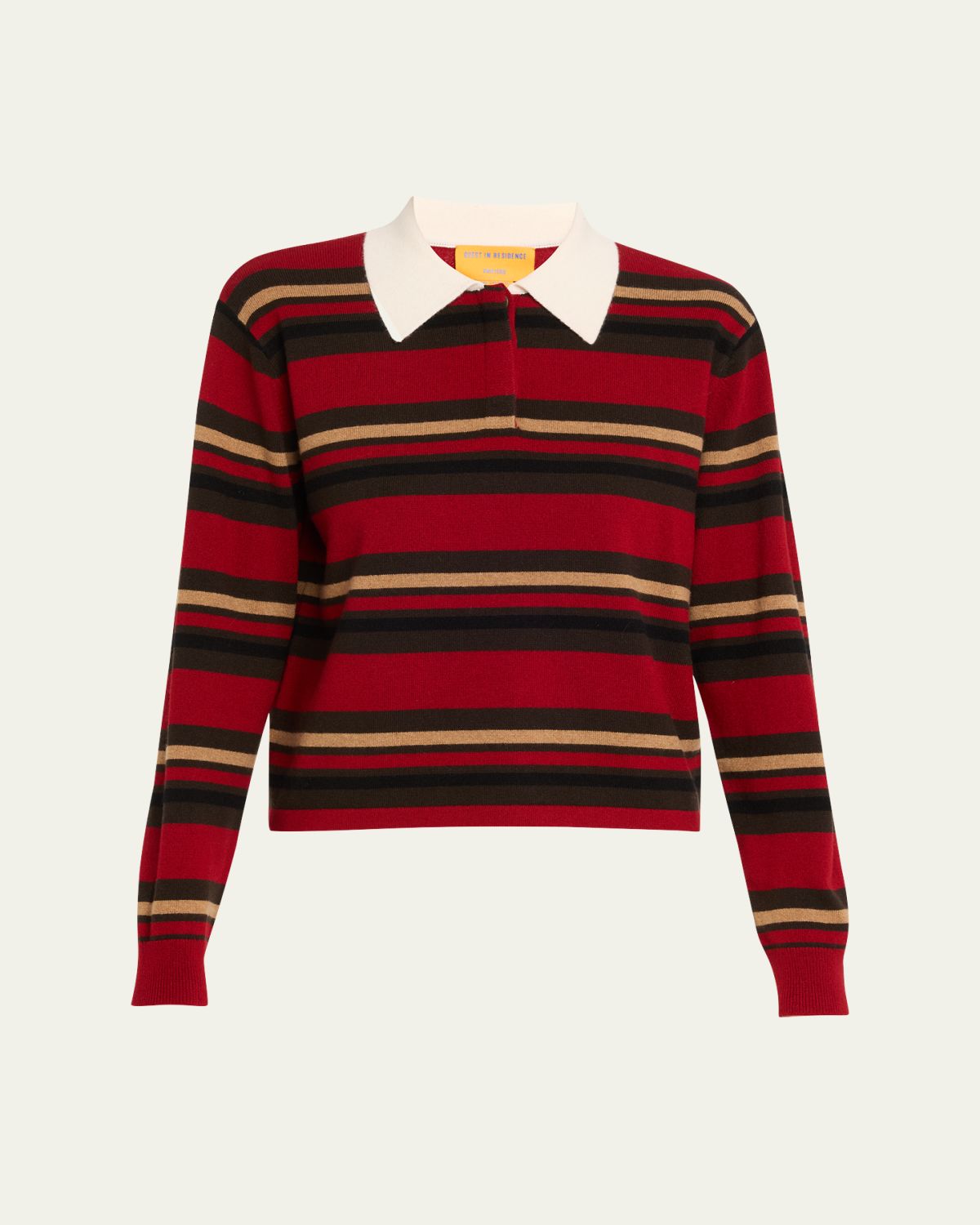 Guest in Residence Cashmere Cropped Stripe Rugby Sweater