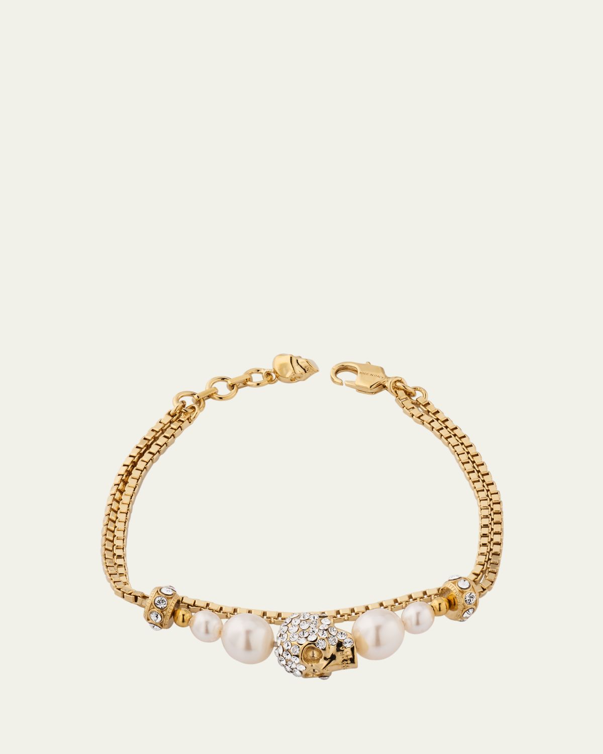 McQueen Pearly Skull Chain Bracelet