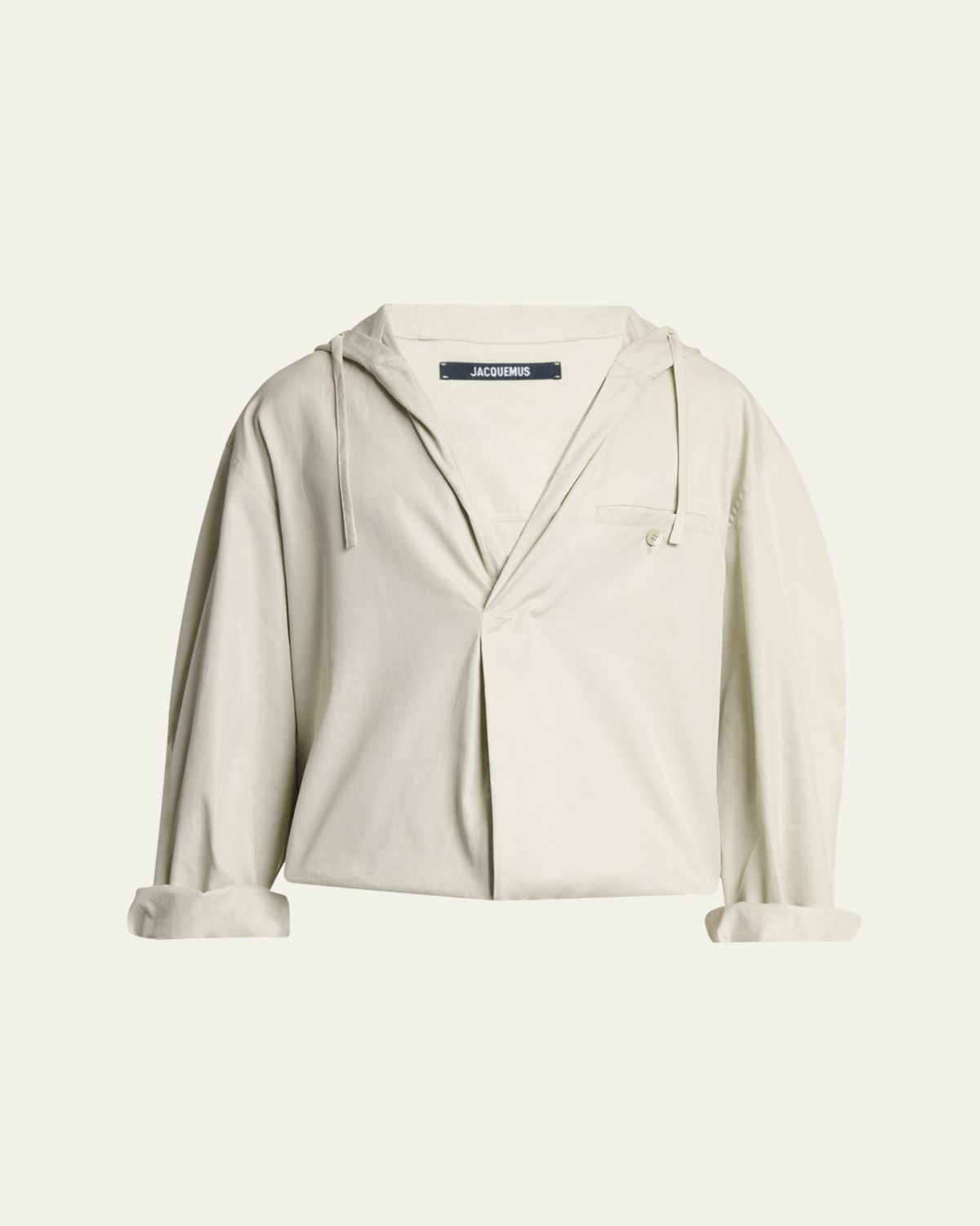 Jacquemus Men's La Blouse Cotton Herringbone Hooded Shirt
