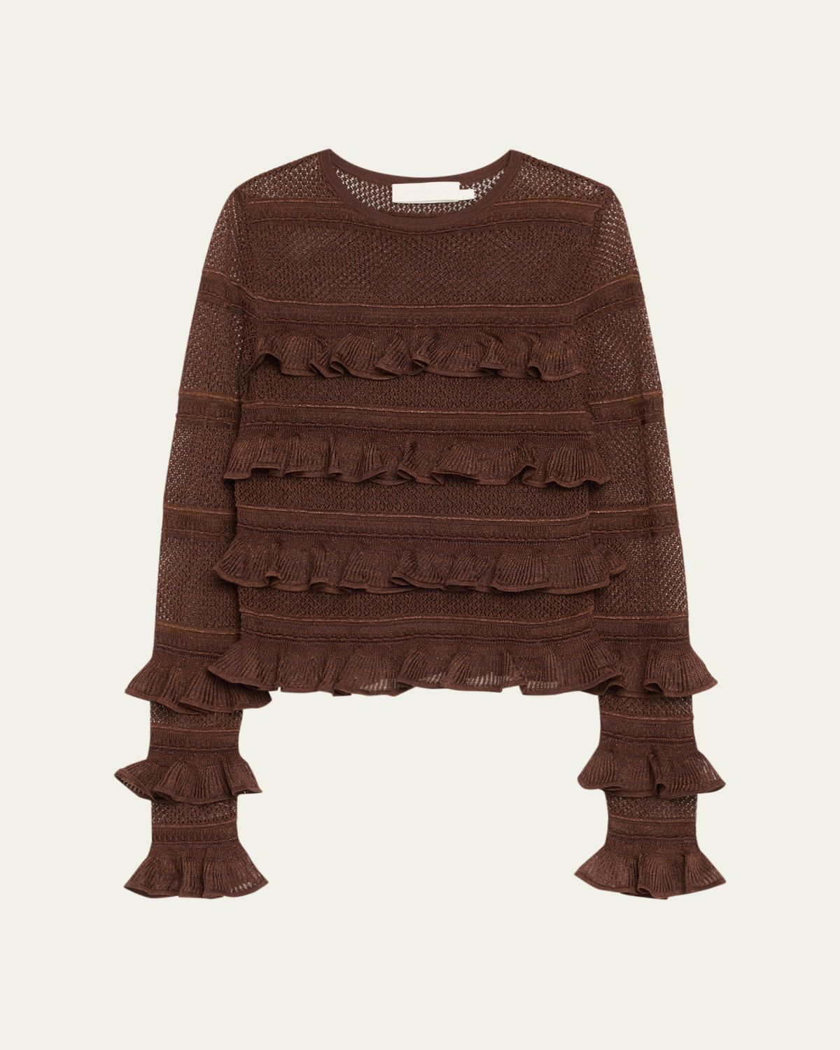 Zimmermann Long-Sleeve Lace Frill Top