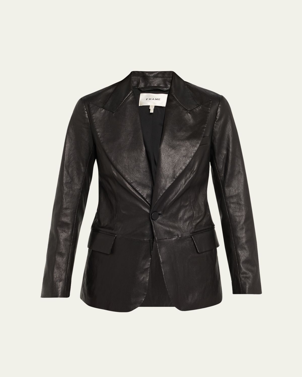 FRAME The Peak Lapel Leather Blazer