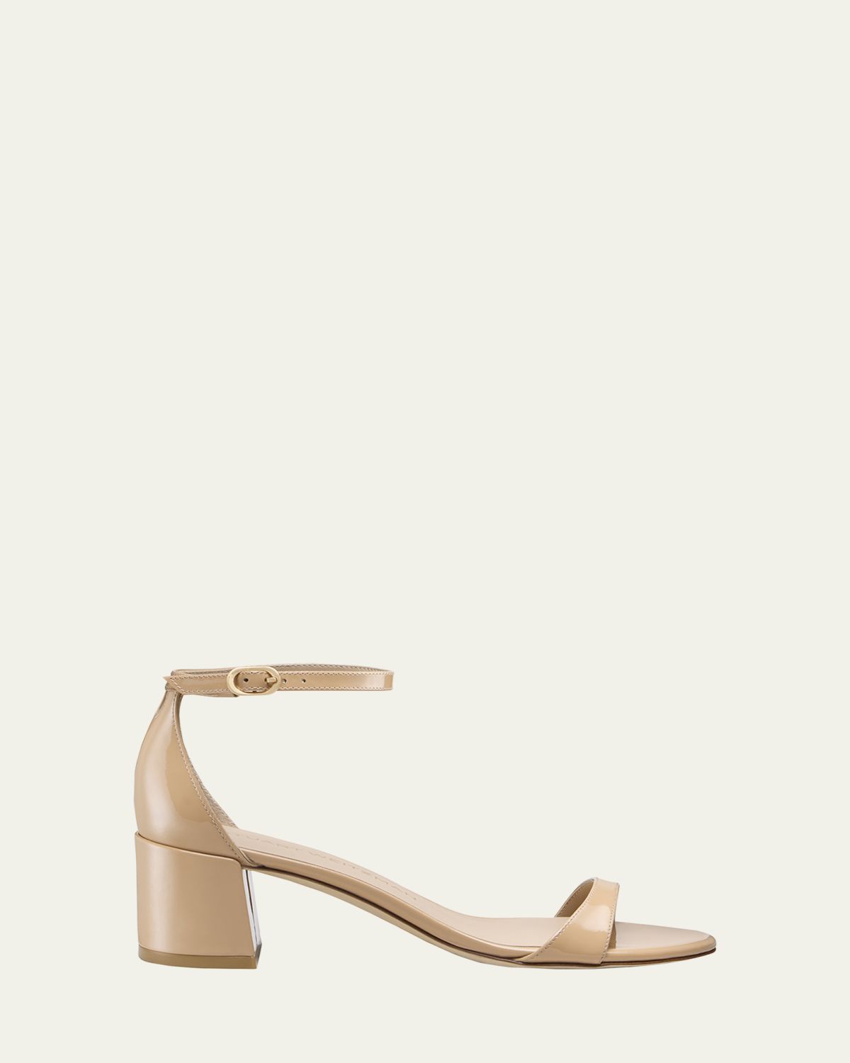 Stuart Weitzman Nudist Patent Ankle-Wrap Low Sandals