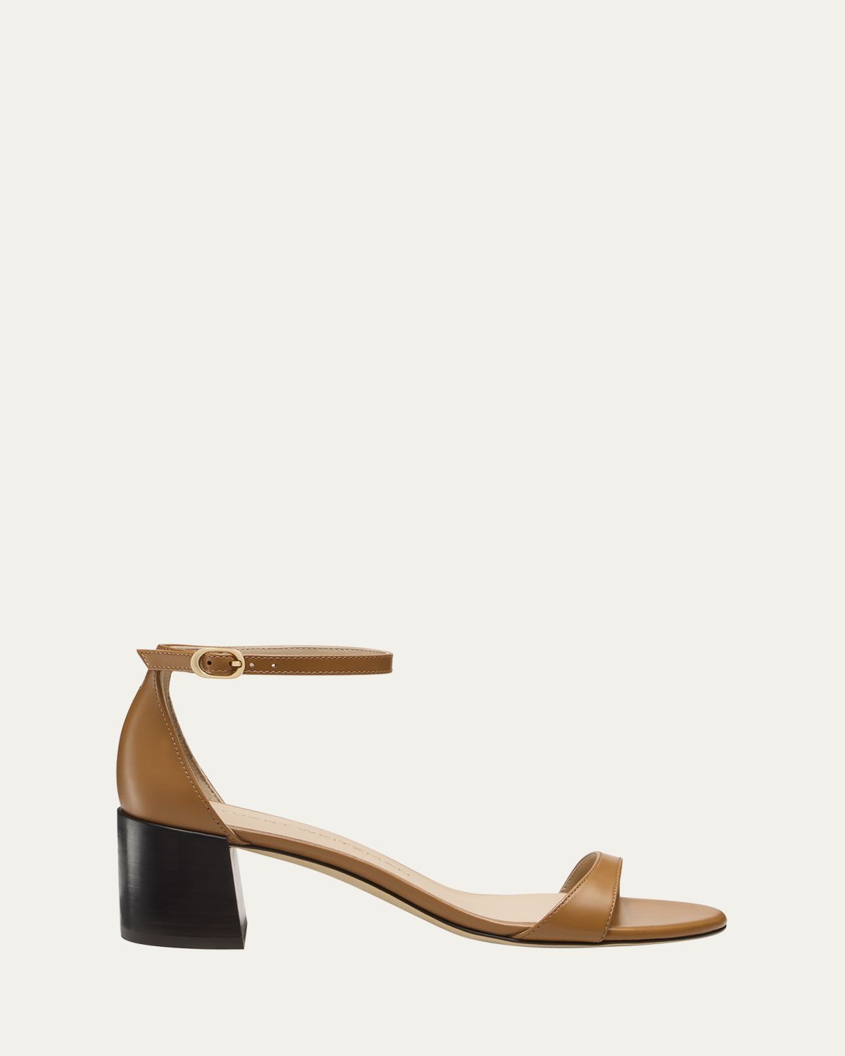 Stuart Weitzman Nudist Leather Ankle-Strap Low Sandals