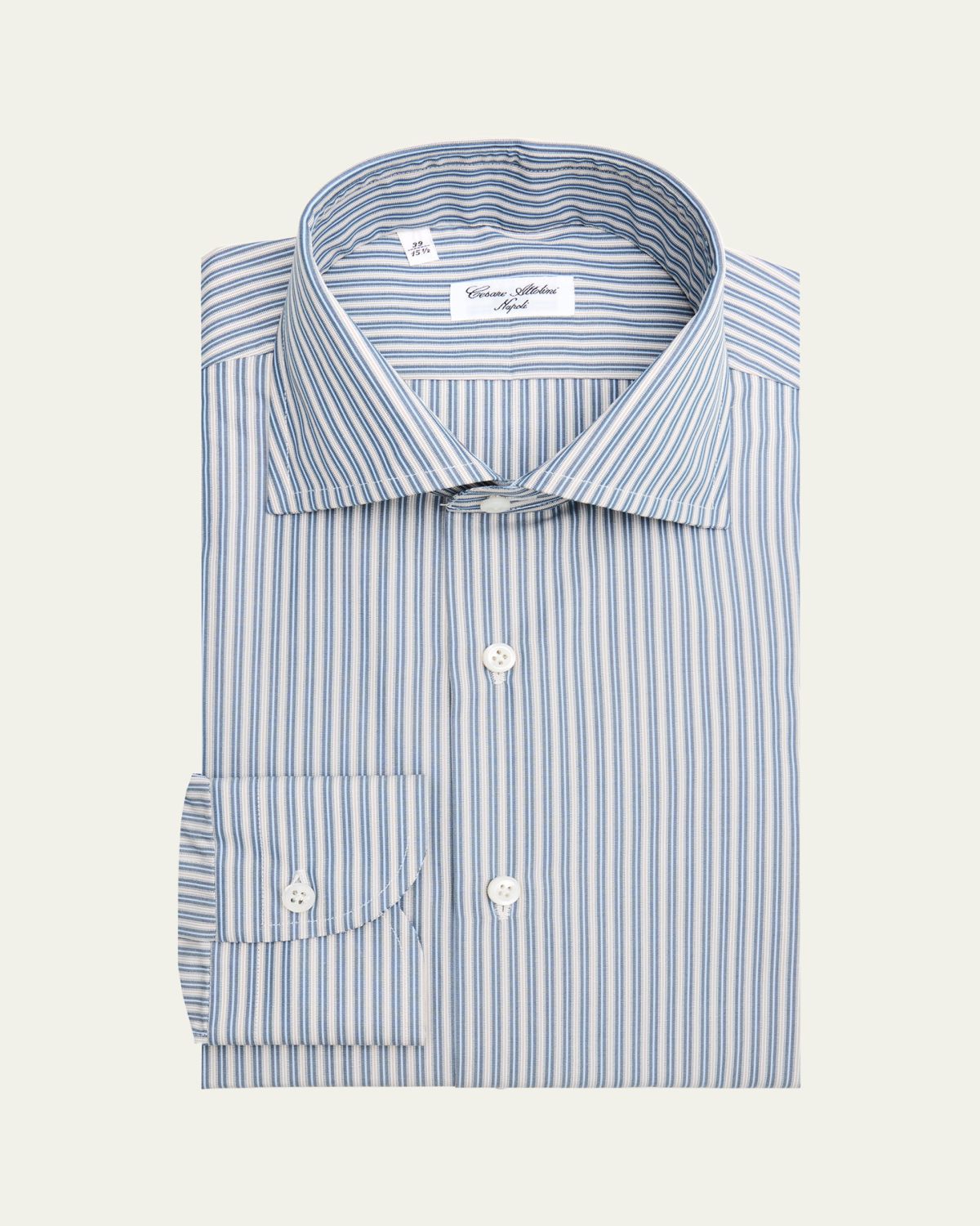 Cesare Attolini Men's Cotton Multi-Stripe Barrel Cuff Dress Shirt