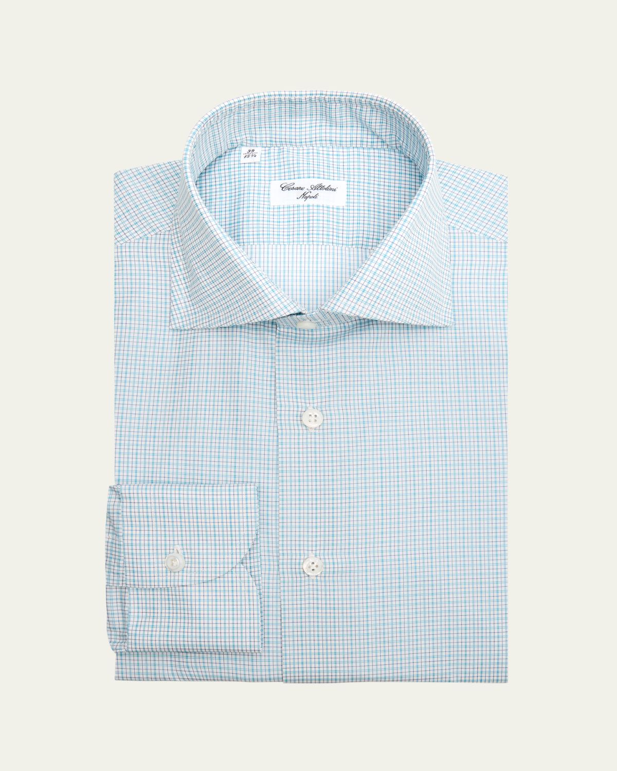 Cesare Attolini Men's Cotton Check Barrel Cuff Dress Shirt