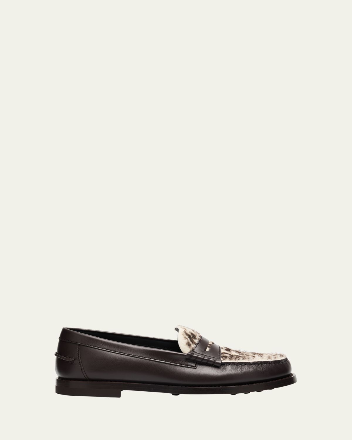 Tod 's Leather and Pony Hair Penny Loafers