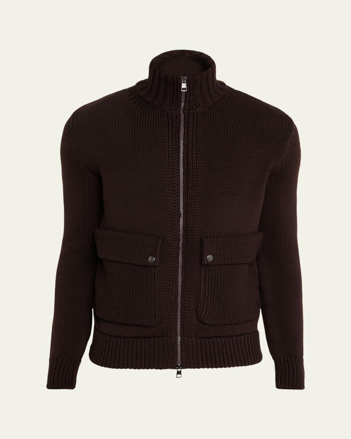 Moncler Men's Back-Quilted Wool Knit Cardigan
