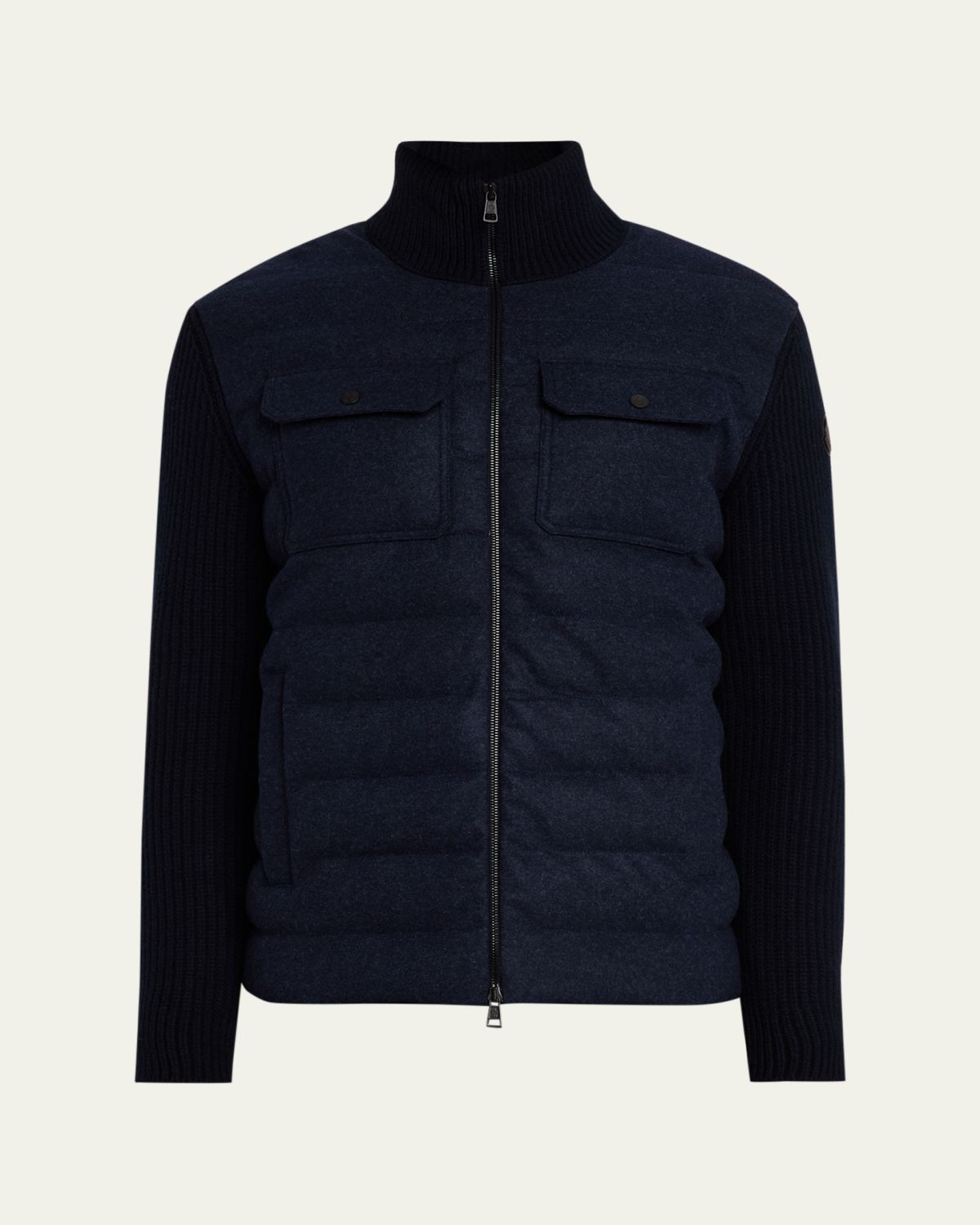Moncler Men's Down-Filled Wool Knit Full-Zip Cardigan