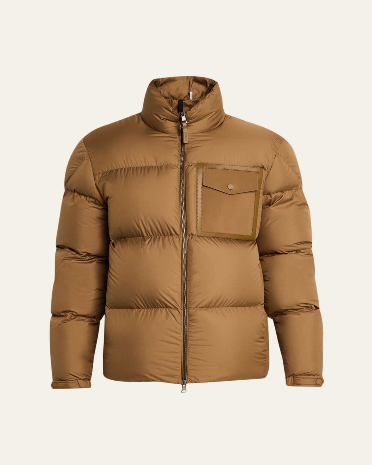 Moncler Men 's Leather-Pocket Down Puffer Jacket