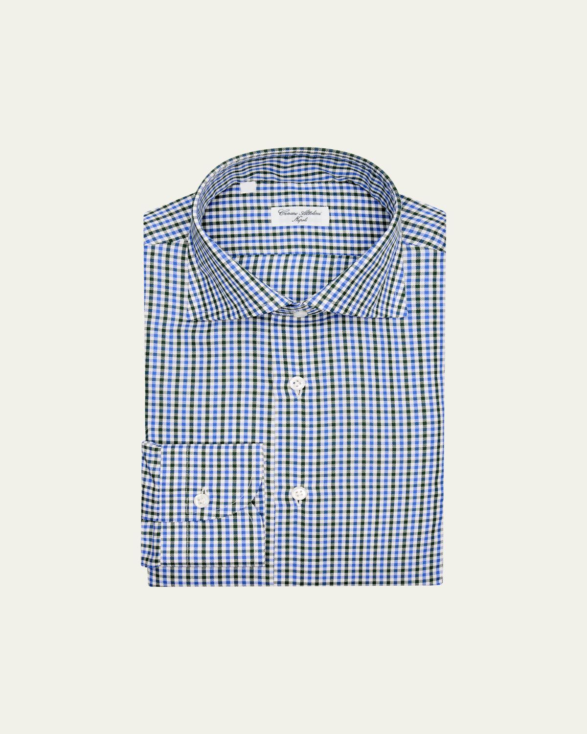 Cesare Attolini Men 's Cotton Micro-Gingham Spread-Collar Sport Shirt