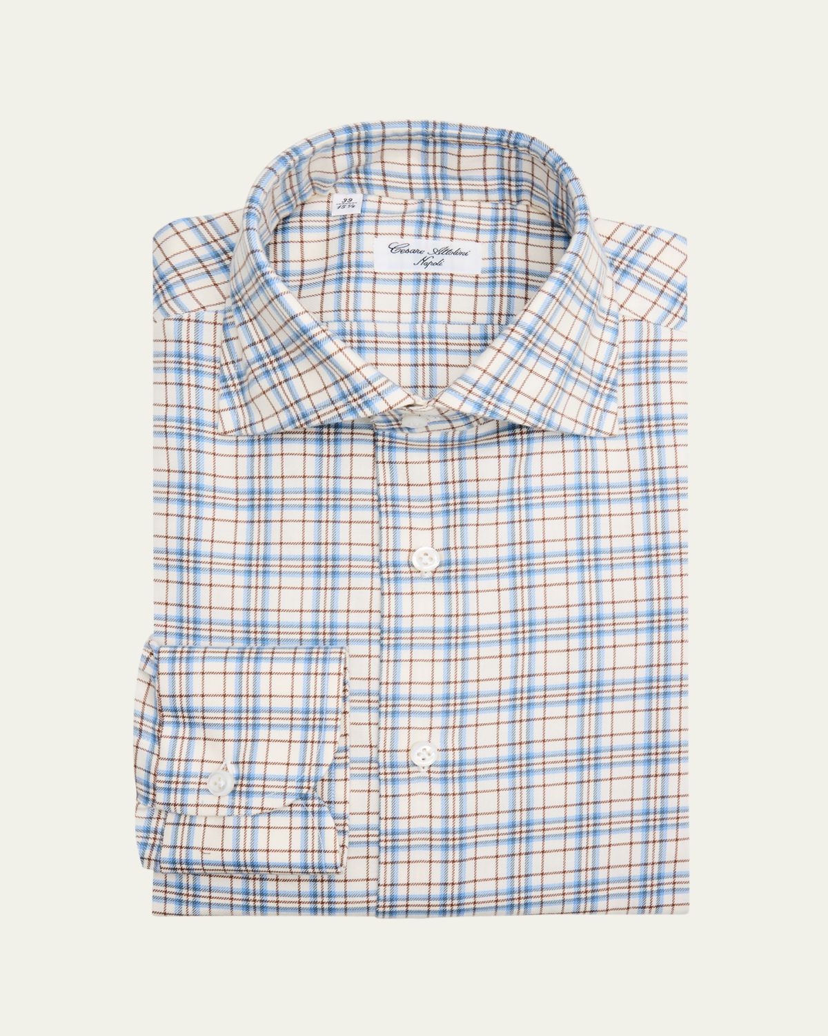 Cesare Attolini Men's Plaid Cotton Barrel-Cuff Sport Shirt