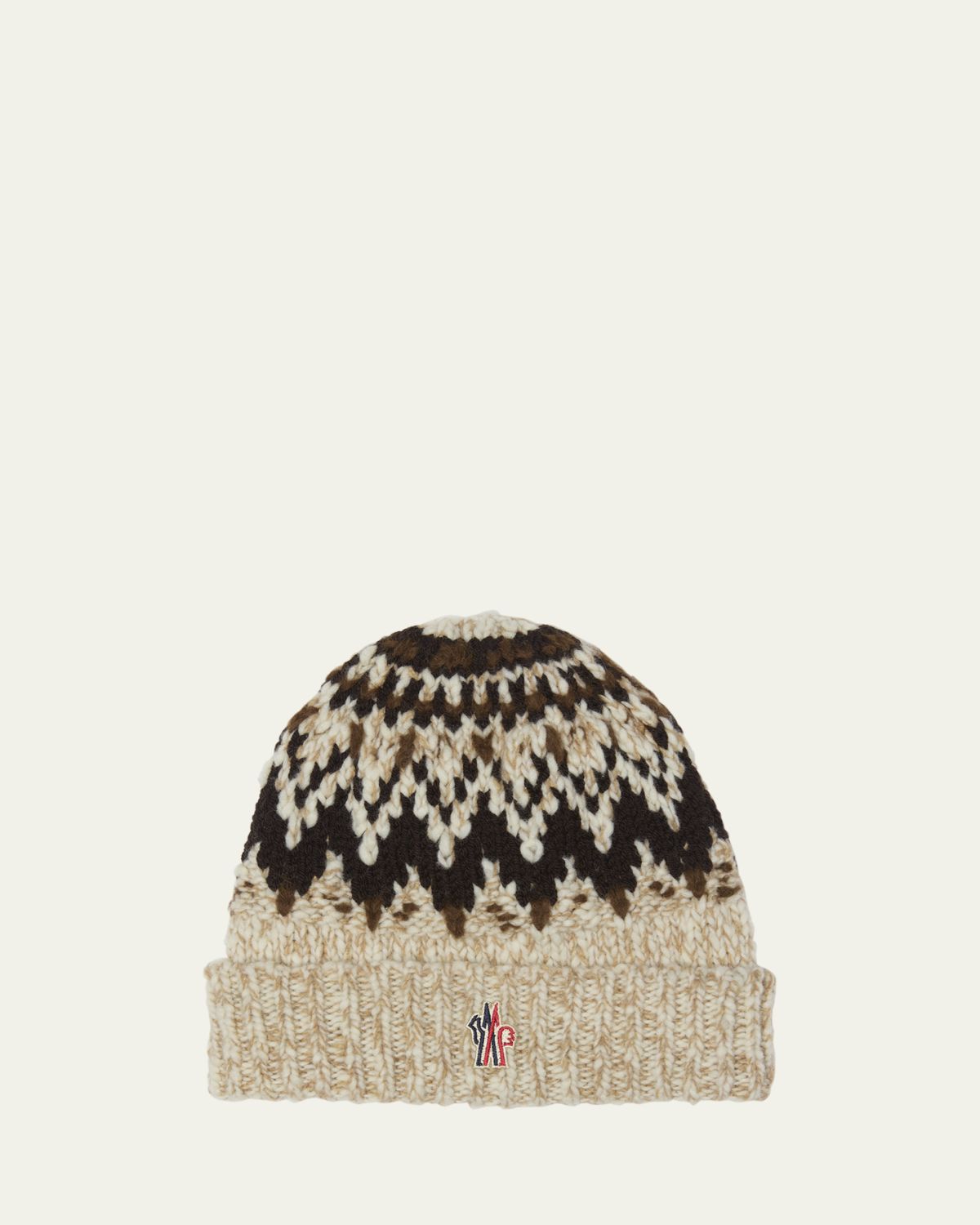 Moncler Grenoble Men's Multi Fair Isle Chunky Knit Beanie Hat