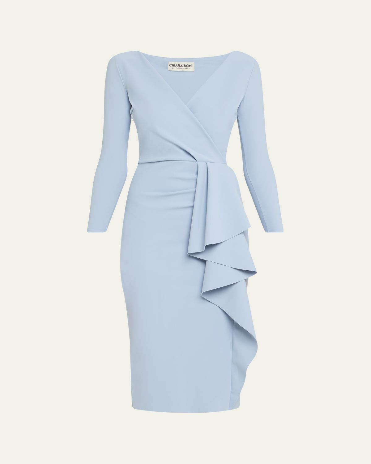 Chiara Boni La Petite Robe Draped Faux Wrap Bodycon Midi Dress