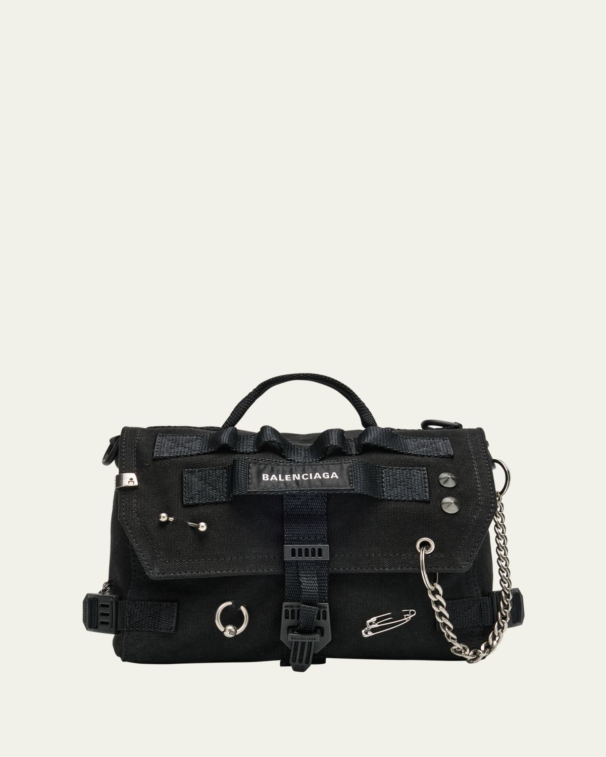 Balenciaga Men's Pierced Canvas Army Messenger Bag