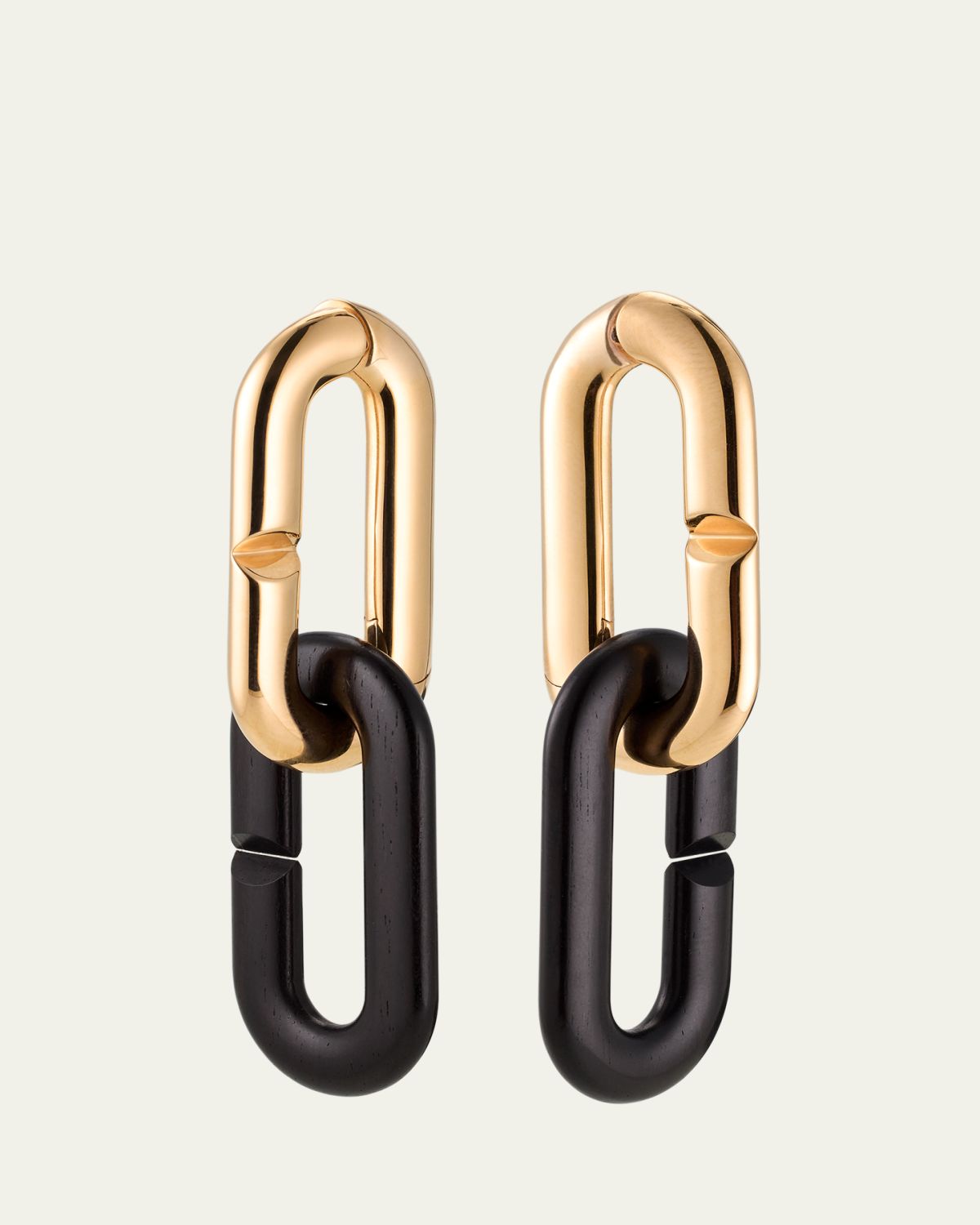 Vhernier Mon Jeu Maxi 18K Rose Gold and Ebony Link Earrings