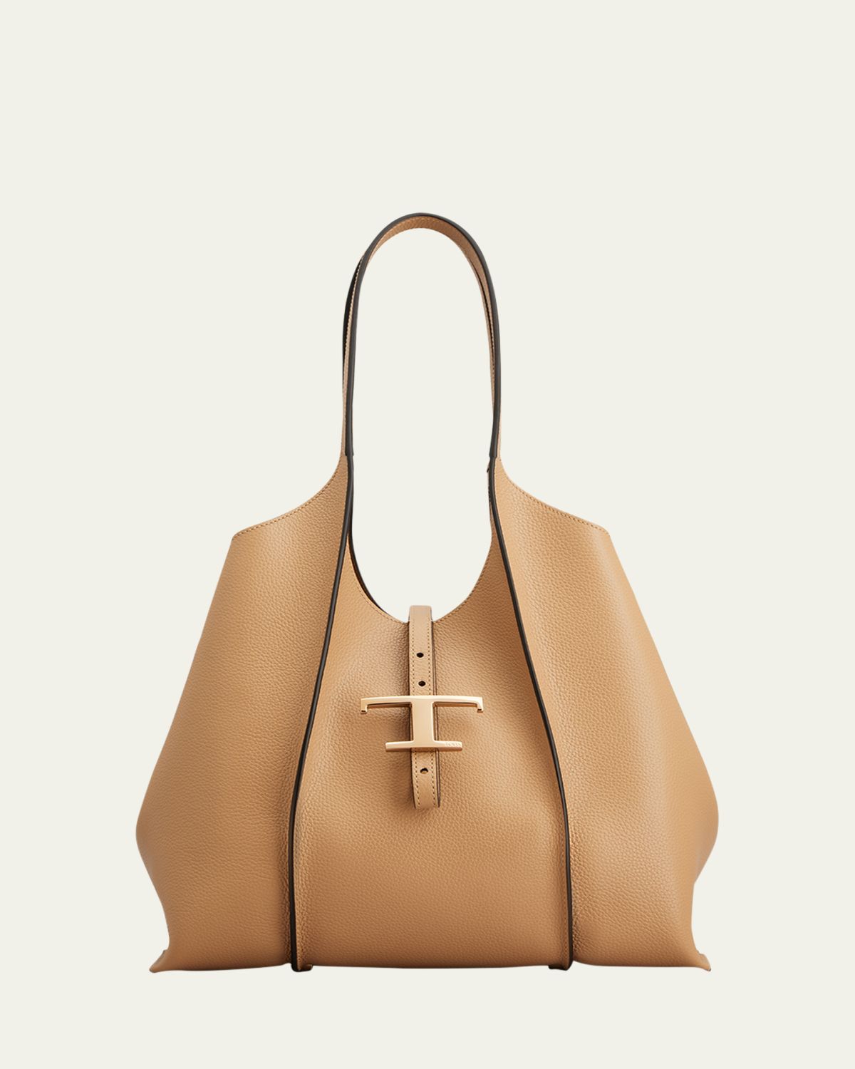 Tod's Ribbed Grain Leather Shopper Tote Bag