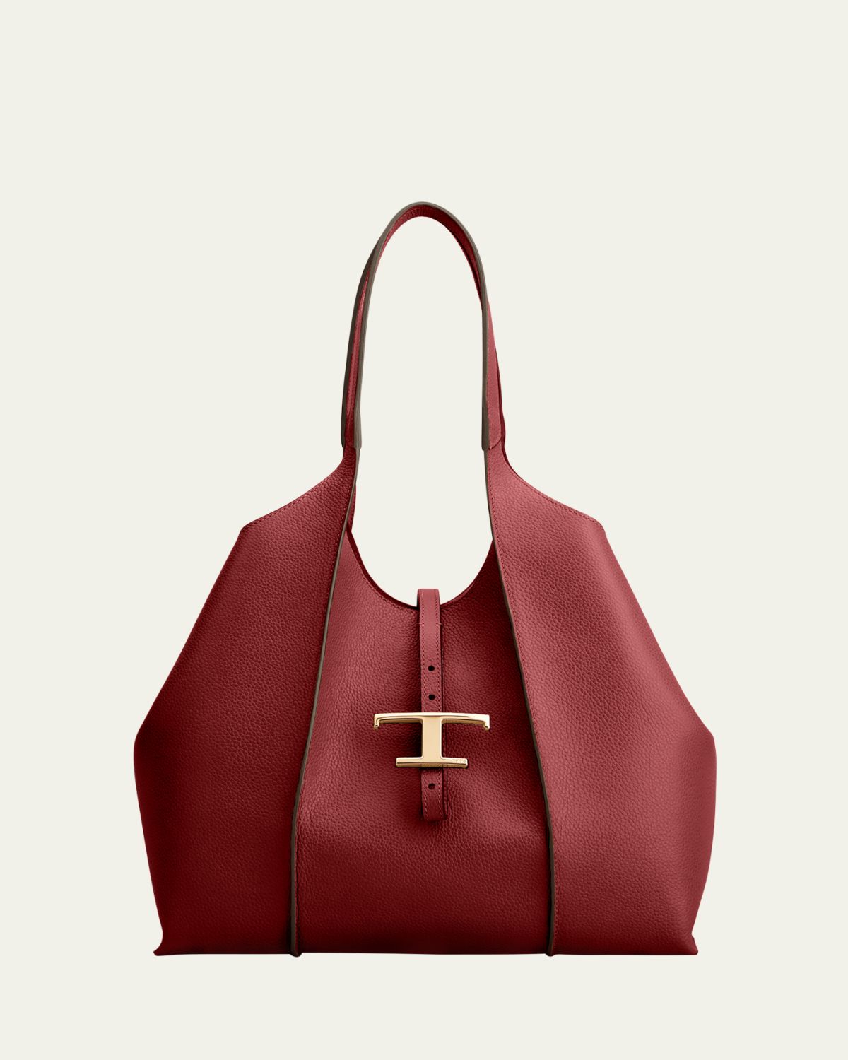 Tod's Ribbed Grain Leather Shopper Tote Bag