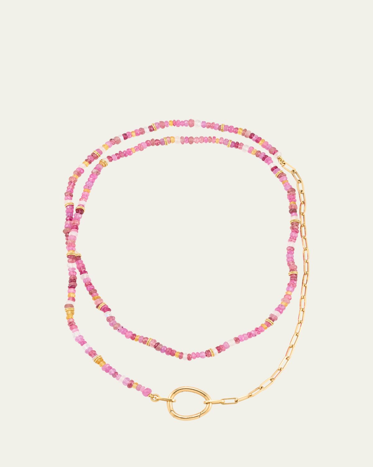 Mellerio 18K Gold Lien Pierres Rose Long Necklace with Multi-Color Gemstones