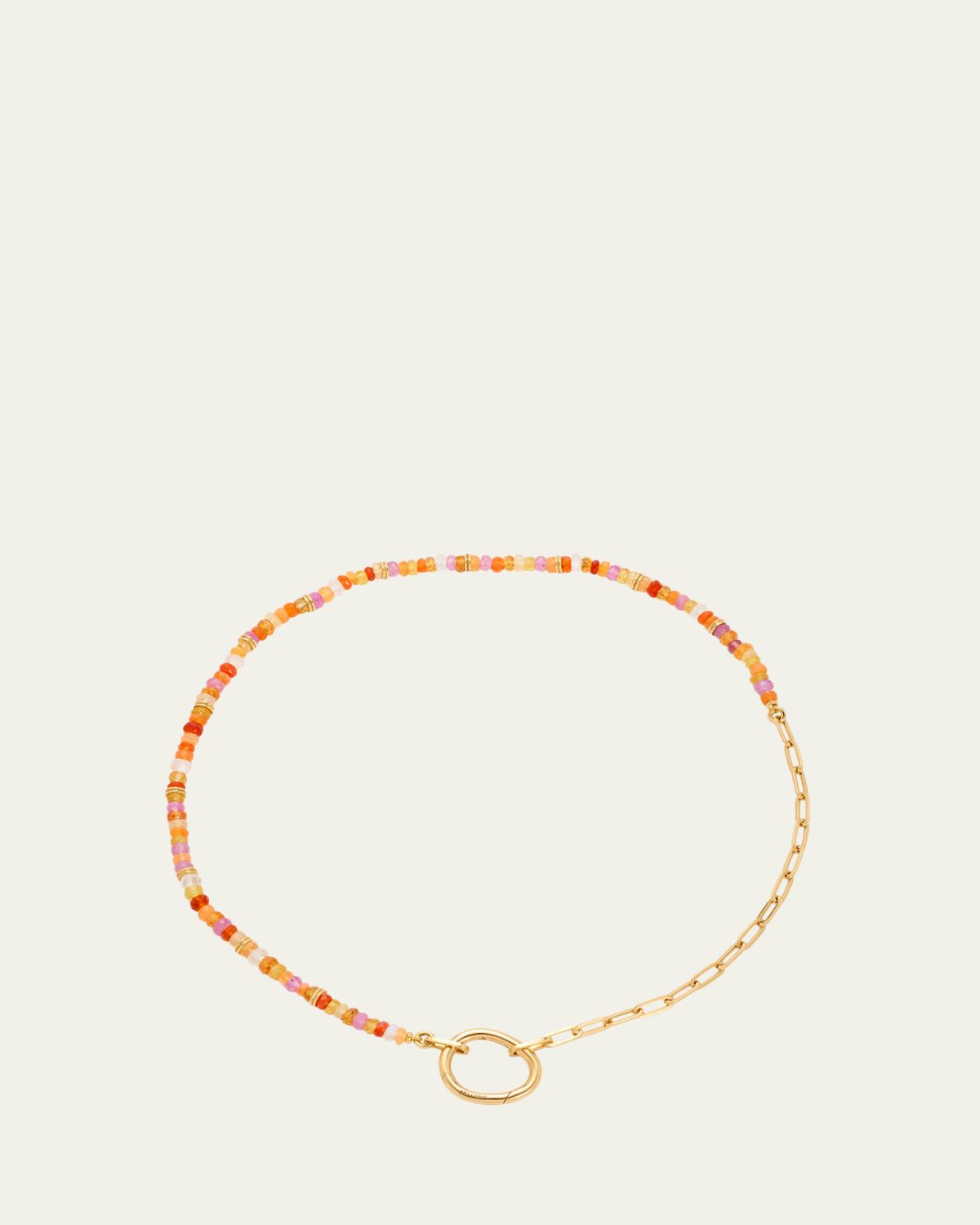 Mellerio 18K Gold Lien Pierres Orange Long Necklace with Multi-Color Gemstones