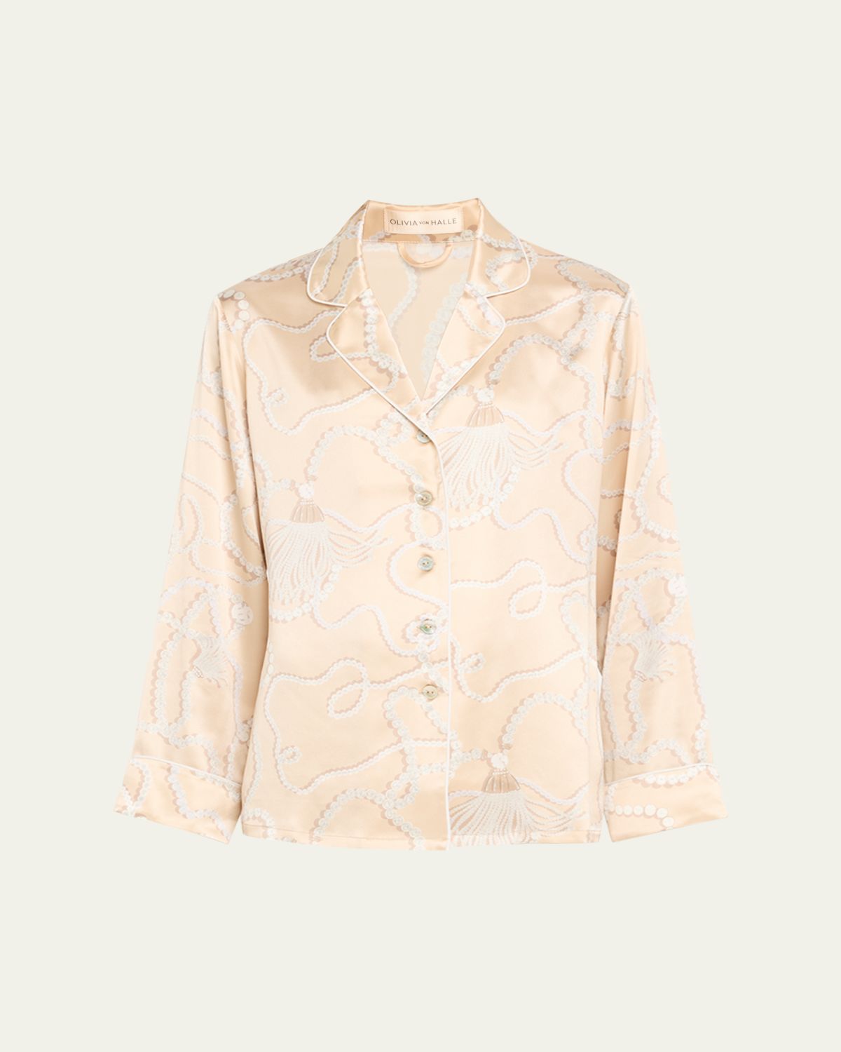 Olivia von Halle Lila Pearl-Print Silk Satin Pajama Set