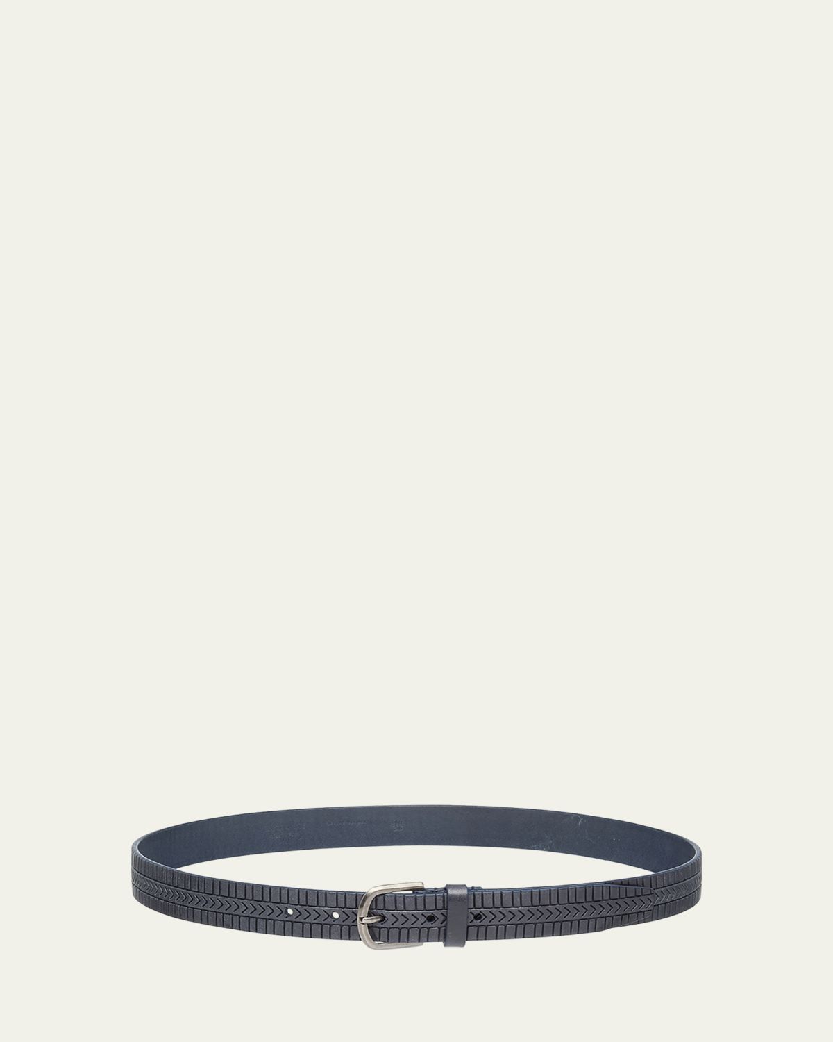 Giorgio Armani Men's Geometric Engraved Leather Belt