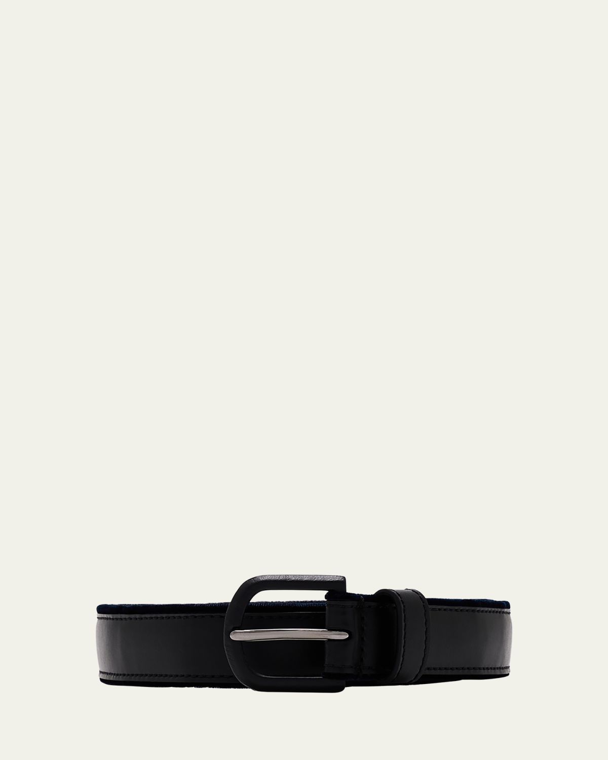Giorgio Armani Men's Velvet-Trim Leather Belt