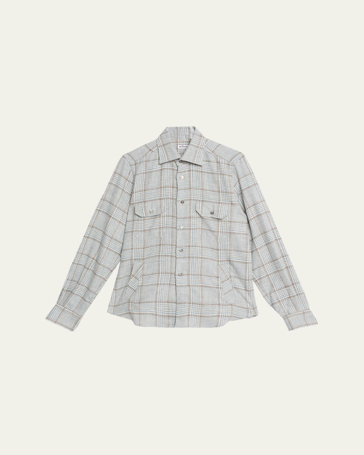 Kiton Men's Wool-Blend Plaid Overshirt with Pockets | Thumbnail 6 Kiton Men's Wool-Blend Plaid Overshirt with Pockets | Thumbnail 6