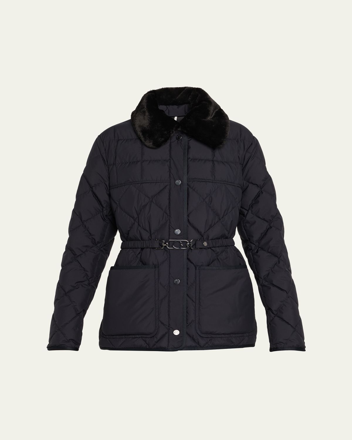 Moncler Cygne Faux Fur-Trimmed Down Jacket