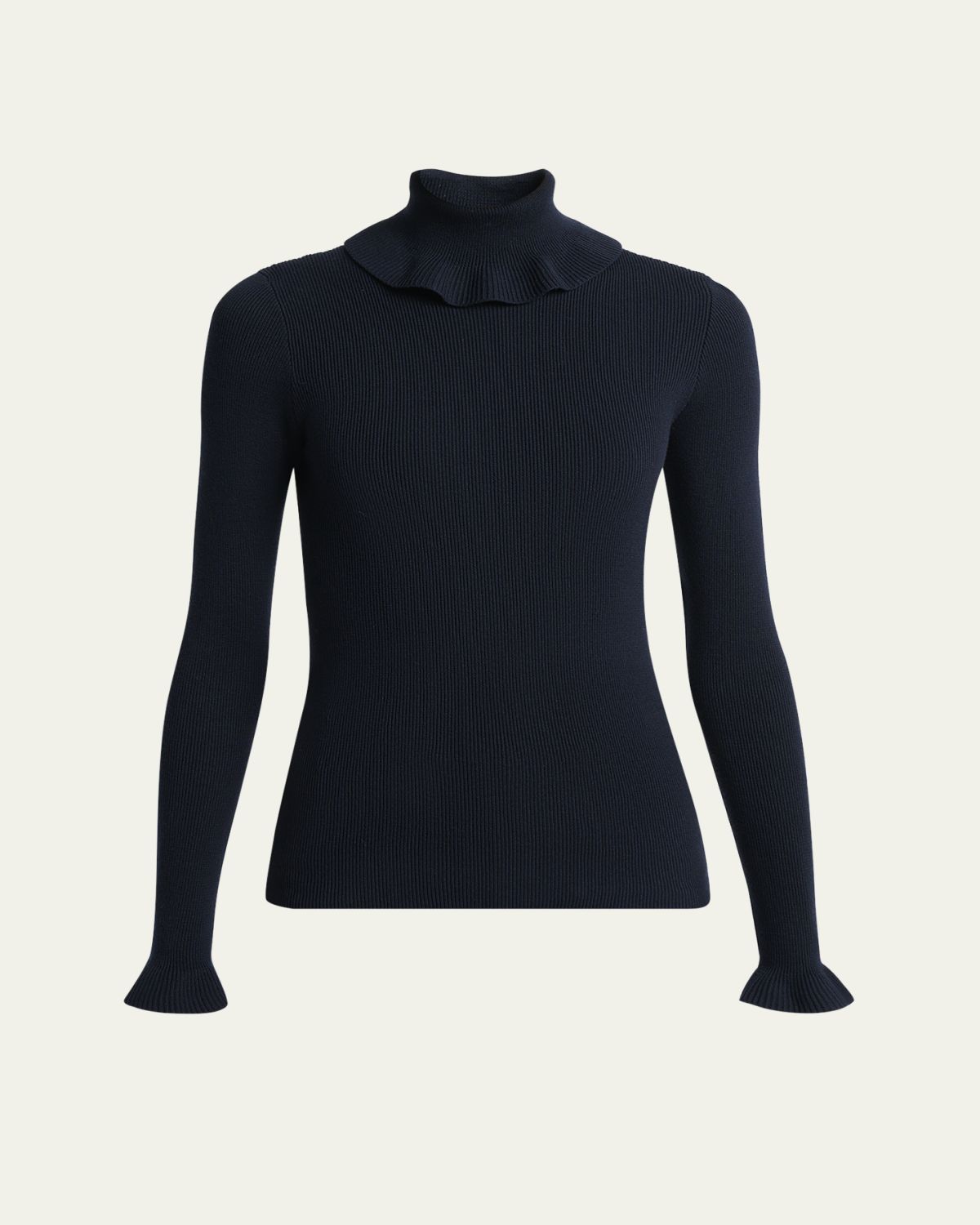 Chloe Ruffle Frill Rib Knit Sweater