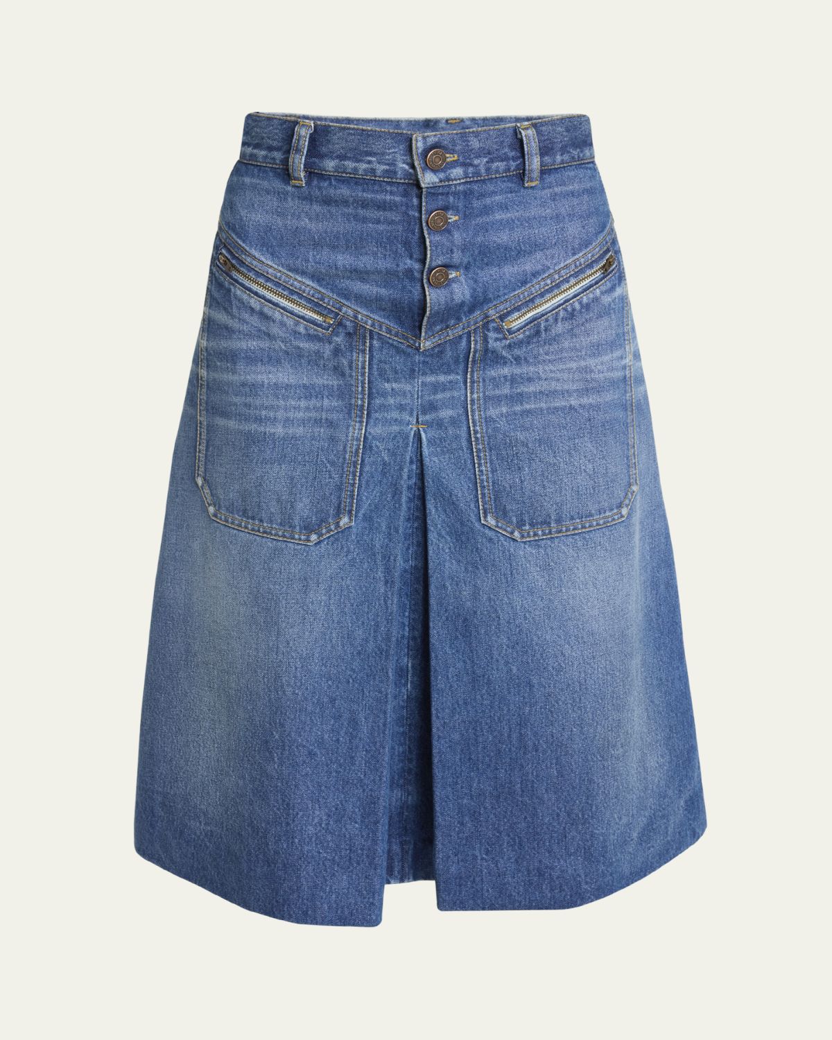 Chloe Cotton Denim Midi Skirt