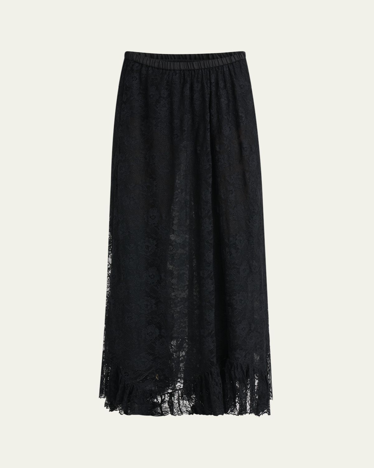 Chloe Flower Lace Ruffle-Hem Maxi Skirt