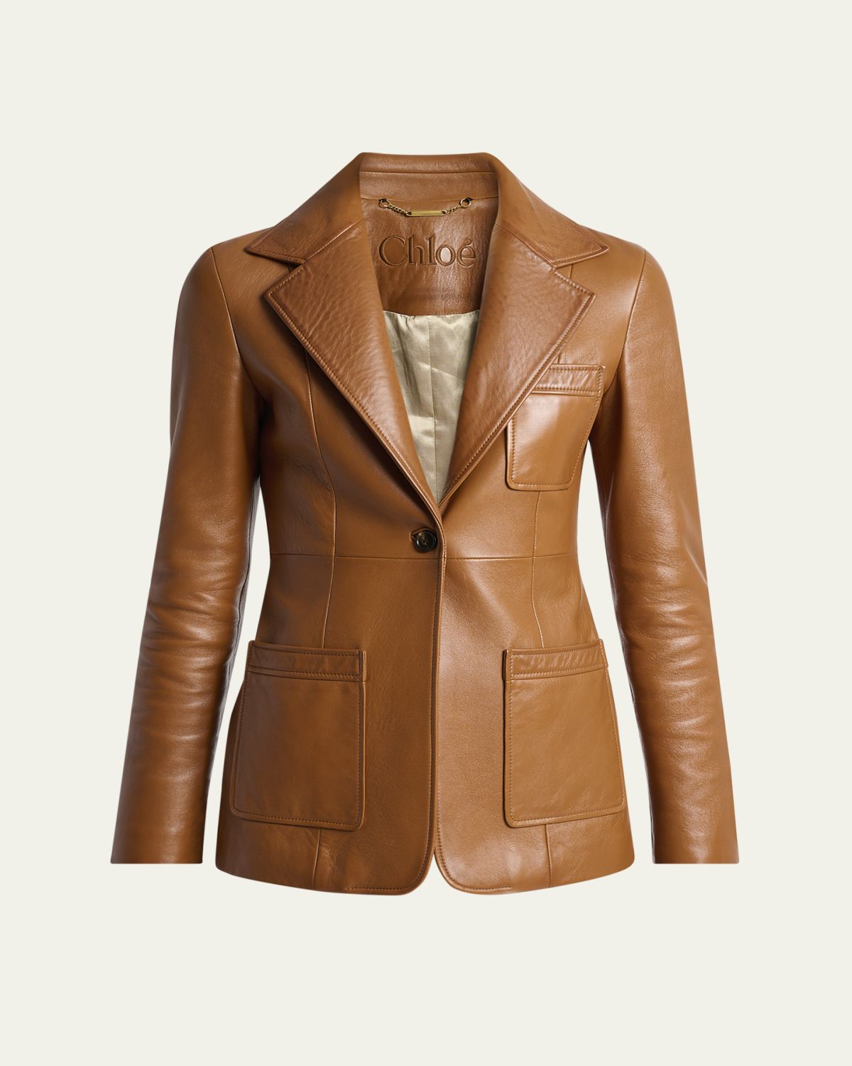 Chloe Slouch Leather Belted Single-Breasted Jacket