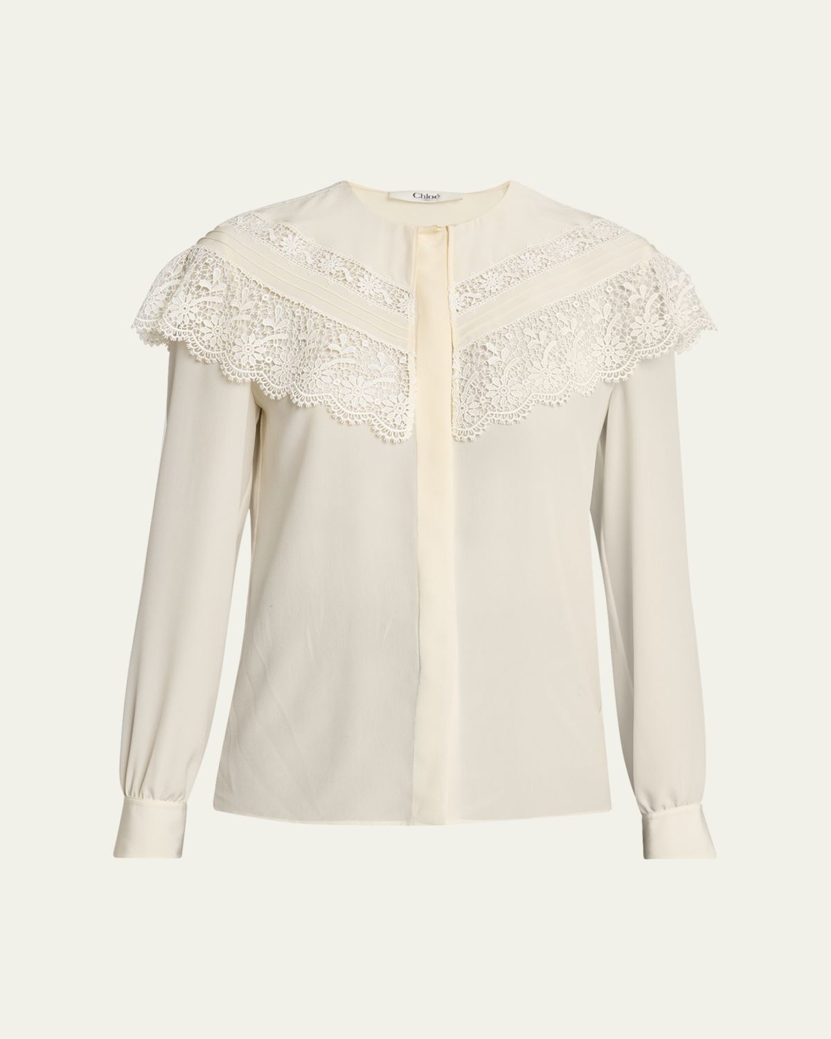 Chloe Lace Ruffle Silk Blouse