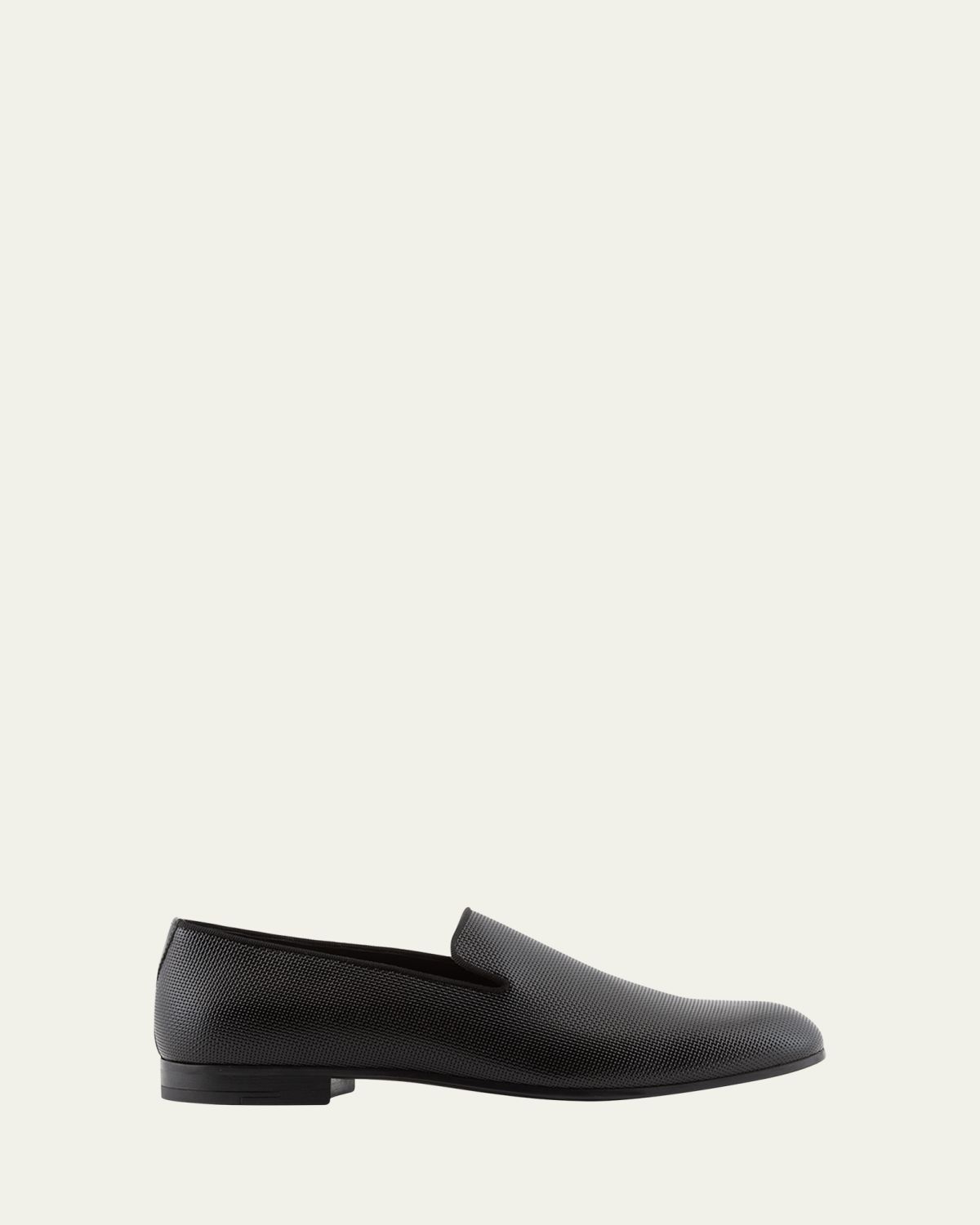 Giorgio Armani Men's Textured Leather Grosgrain-Trim Loafers | Thumbnail 5 Giorgio Armani Men's Textured Leather Grosgrain-Trim Loafers | Thumbnail 5