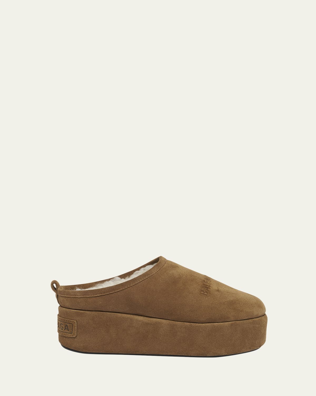 Balenciaga Alaska Suede Faux Shearling Mules