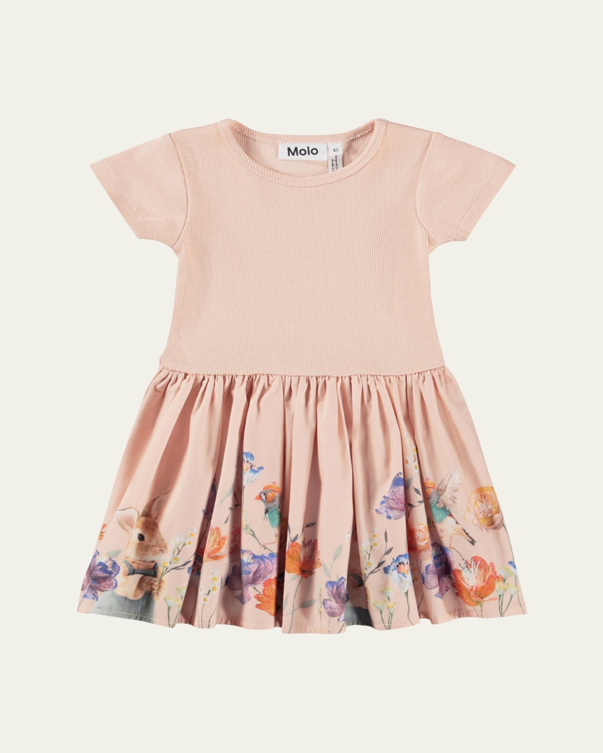 Molo Girl's Carin Short-Sleeve Floral Peplum Dress, Size 3M-4