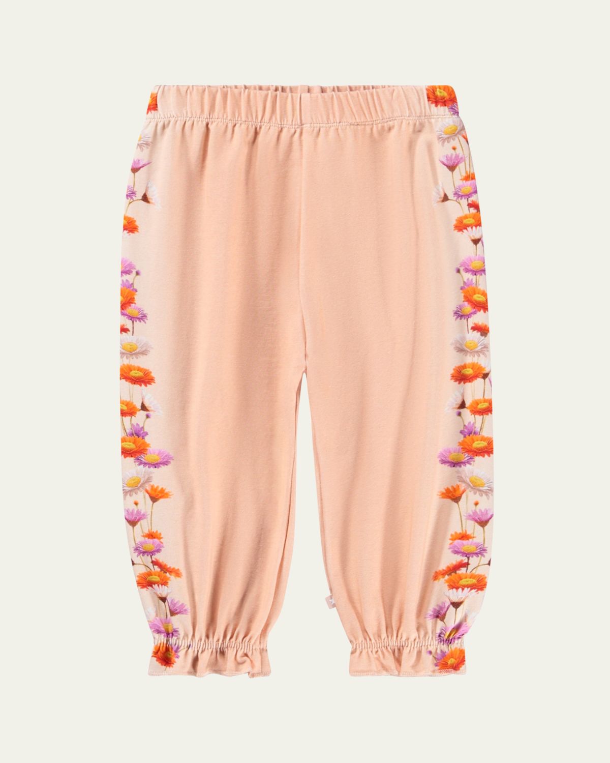 Molo Girl's Selena Floral-Print Organic Cotton Trousers, Size 9M-4