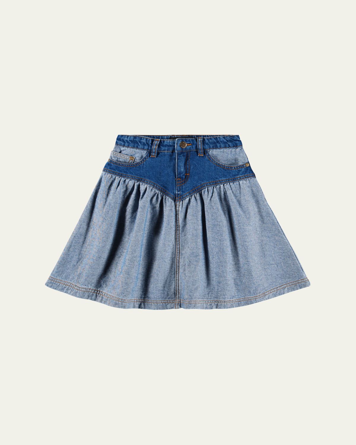 Molo Girl's Becca Two-Tone Denim Mini Skirt, Size 7-16