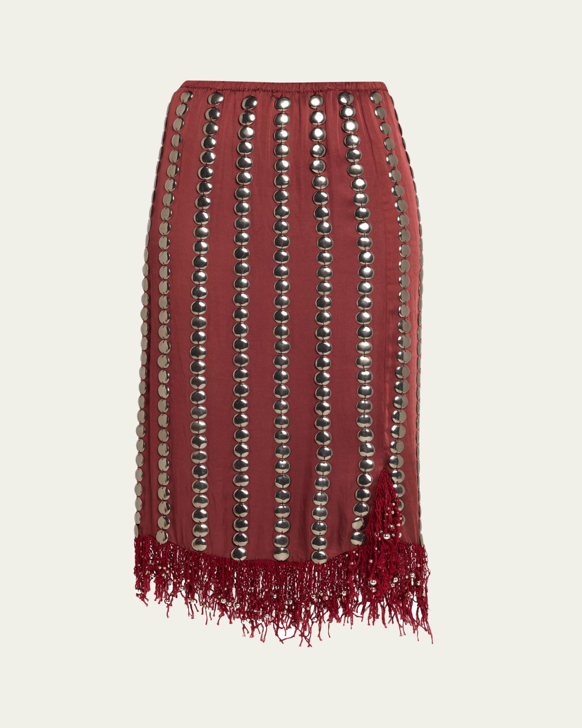 Diotima Coverly Embellished Fringe Midi Skirt