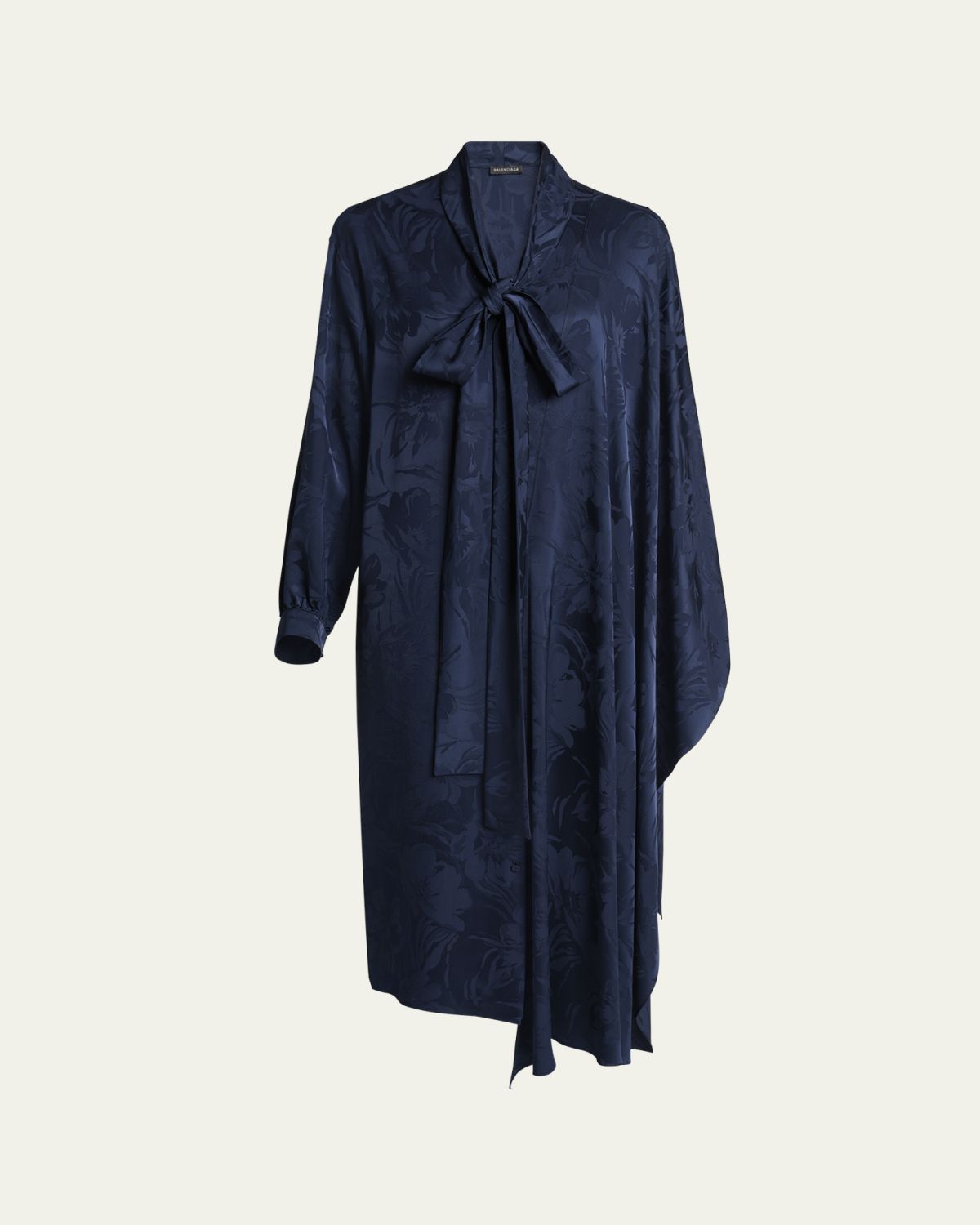 Balenciaga Floral Jacquard Long-Sleeve Maxi Scarf Dress