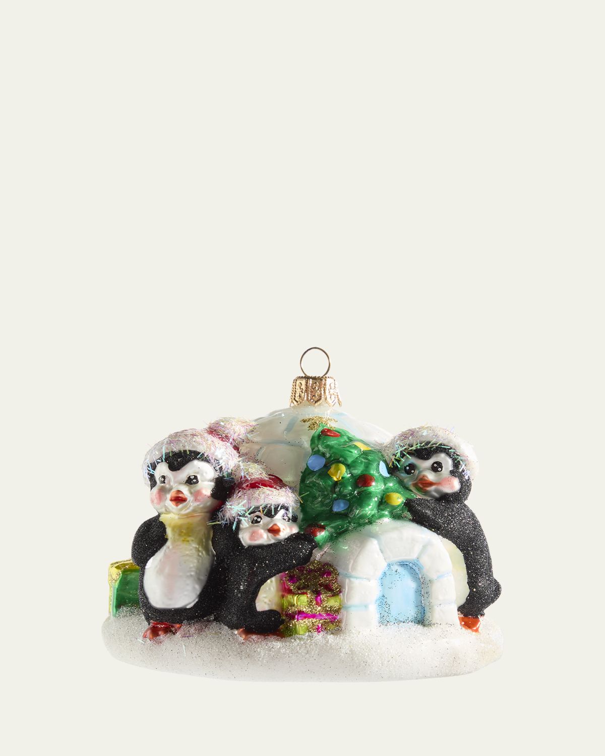 Bergdorf Goodman Igloo with Penguins Christmas Ornament